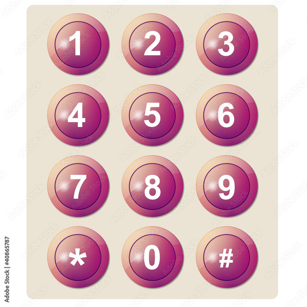 Vector glass buttons illustration with numbers Vector glass buttons illustration with numbers
