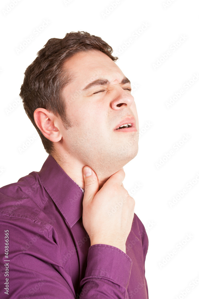 Fototapeta premium Mann mit Halsschmerzen