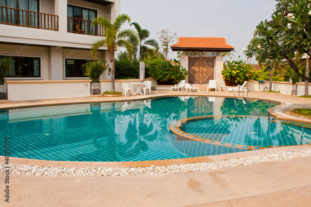 Swimming pool at hotel Udonthani, Thailand