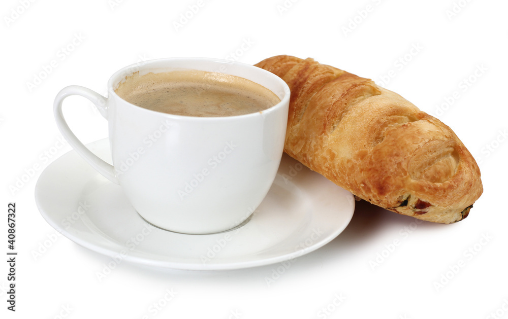 Cappuccino in cup and breakfast Cappuccino in cup and breakfast