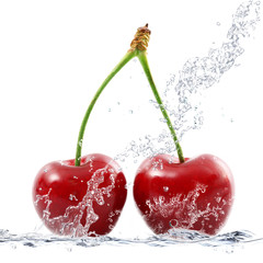 Küchenrückwand glas motiv Spritzendes Wasser Kirschen spritzen  © Photobeps