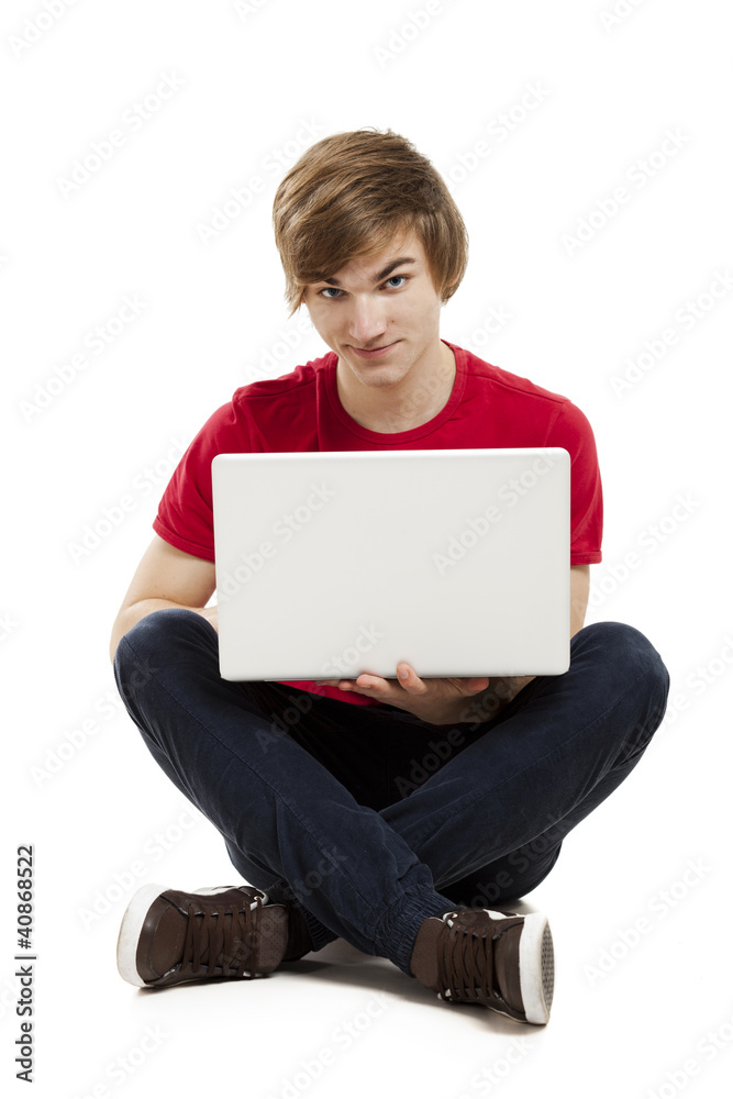 Fototapeta premium Man working with a laptop