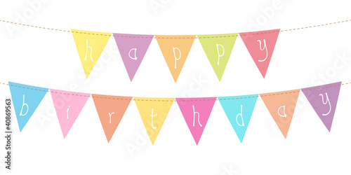 Small Card Festoons Triangle "Happy Birthday" Pastel