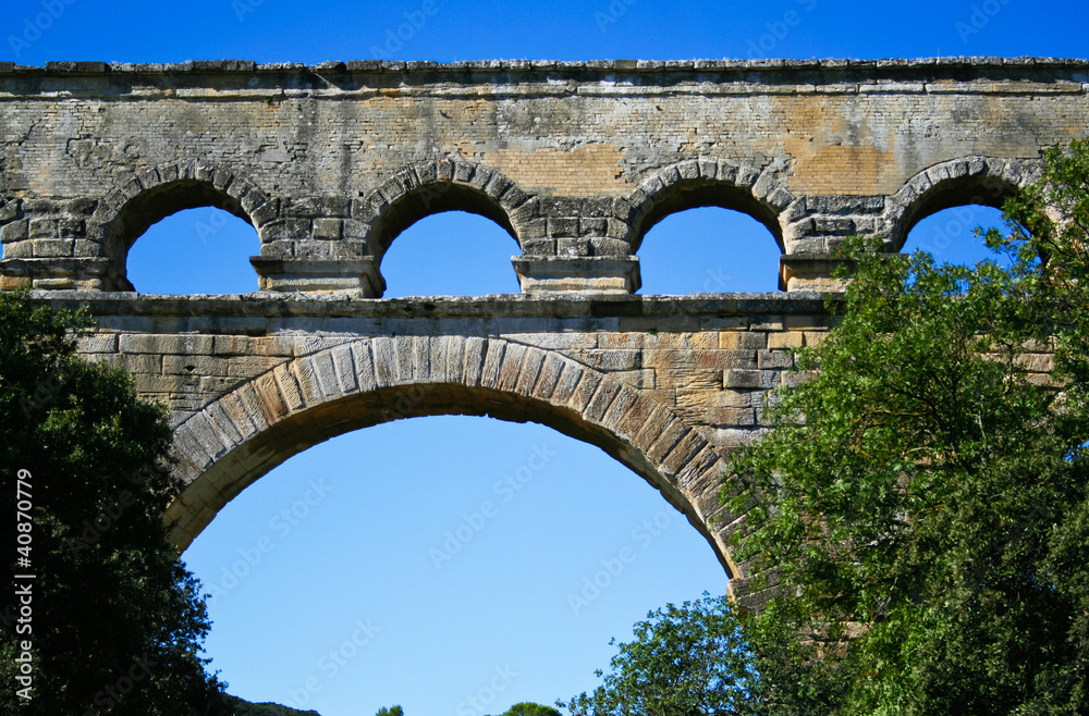 Fototapeta premium Pont du Gard - Roman aqueduct in southern France near Nimes.