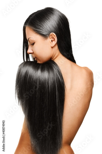 woman with long healthy natural hair