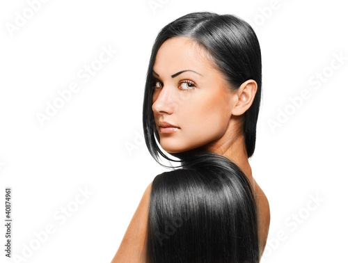 woman with long healthy natural hair