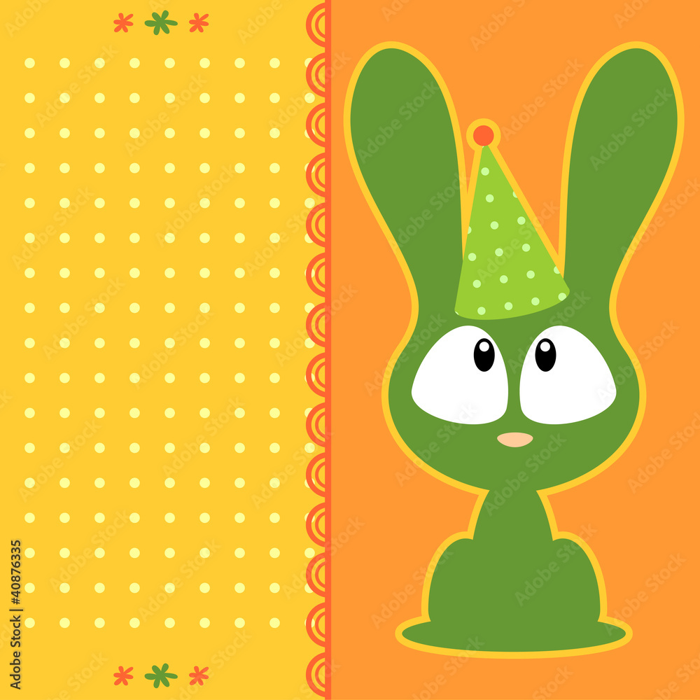 Naklejka premium Cute cartoon bunny greeting card