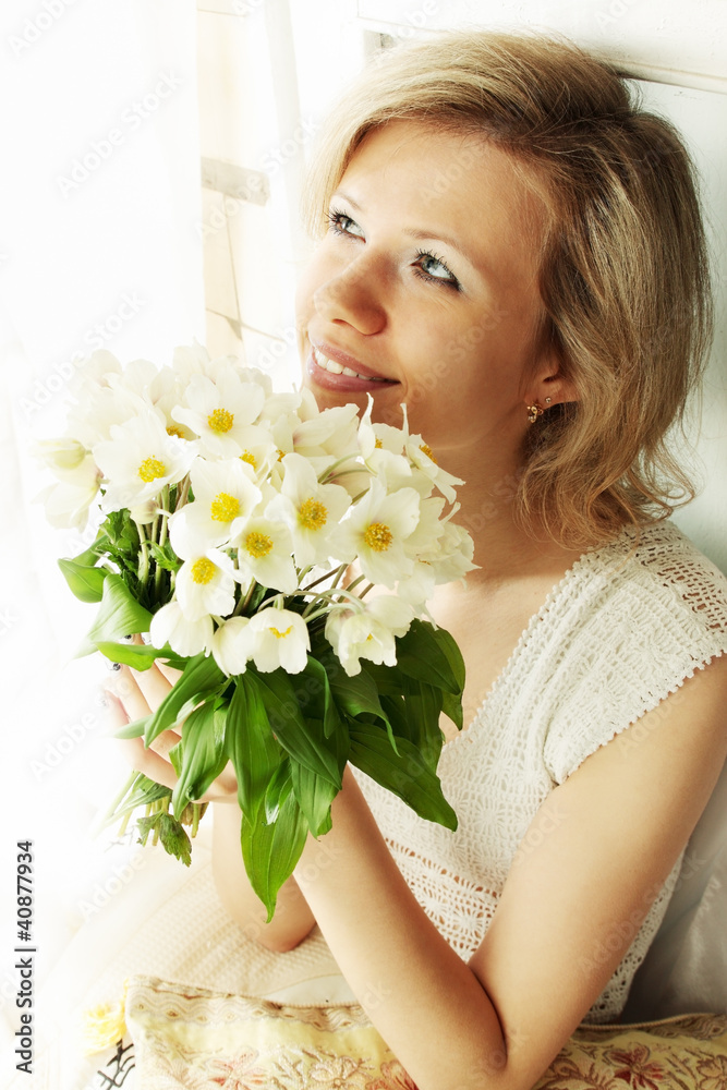 woman with a bunch hellebore