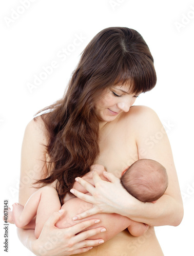 young mother breast feeding...