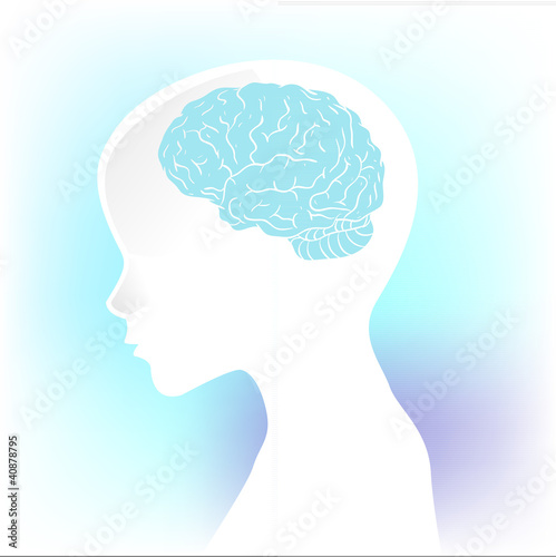 Human anatomical profile silhouette with a brain
