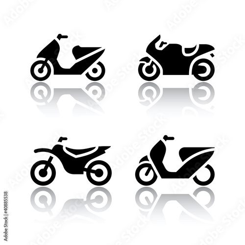 Set of transport icons - motorcycles