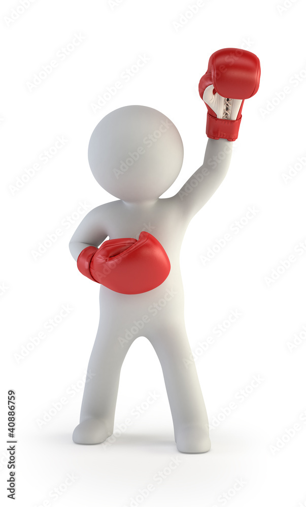 3d small people - red boxing gloves 3d small people - red boxing gloves