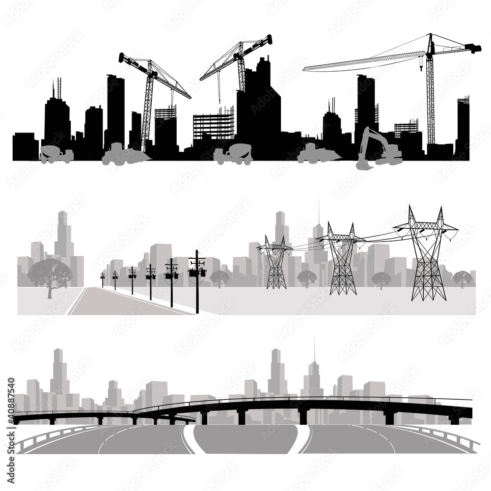 Obraz premium Vector illustration.City skyline.silhouette