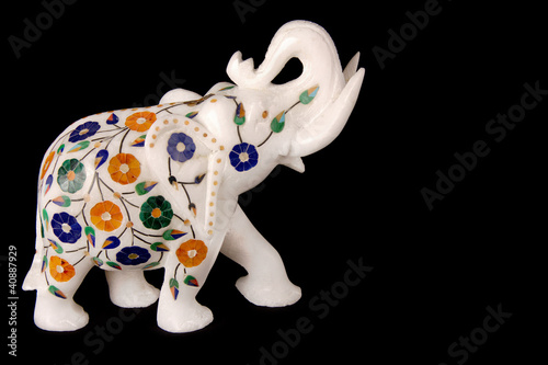 White Marble Elephant with inlay work