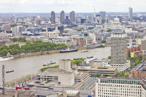 Aerial view of London and the Thames River photo