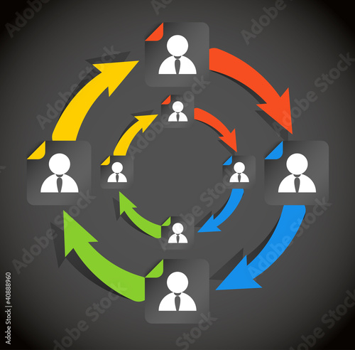 Abstract business scheme with paper stickers