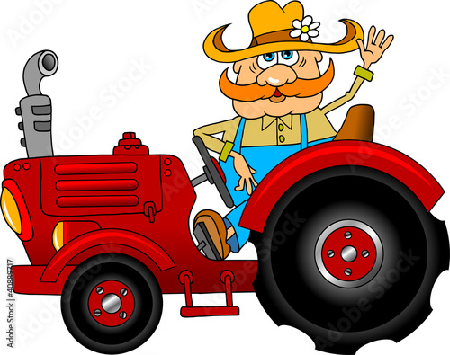 farmer and red tractor