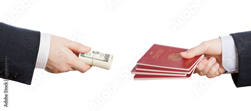 Obraz na plátně Buying fake or forged passport document