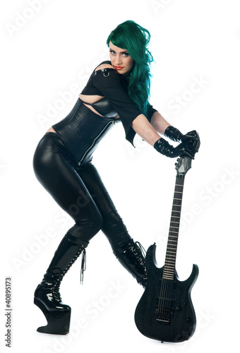 woman with electric guitar