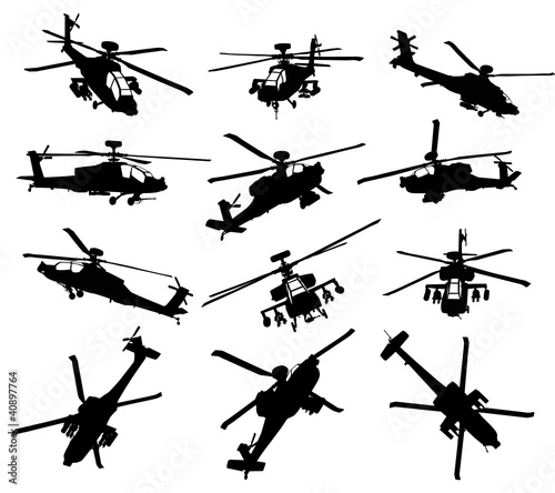 Helicopter silhouettes set photo