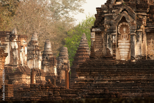 Ancient pagoda in Wat  Jed Yod in Si Satchanalai historical park