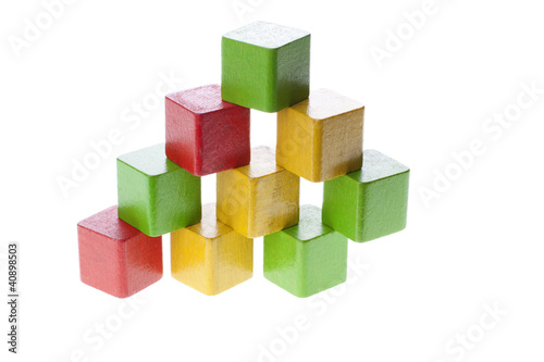 Pyramid with wooden cubes