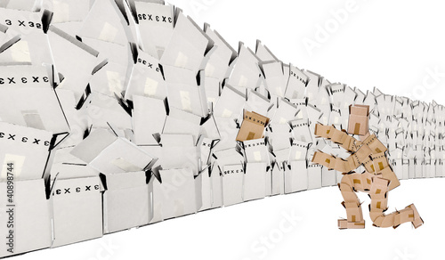 Slika na platnu Unique concept with box wall and box man