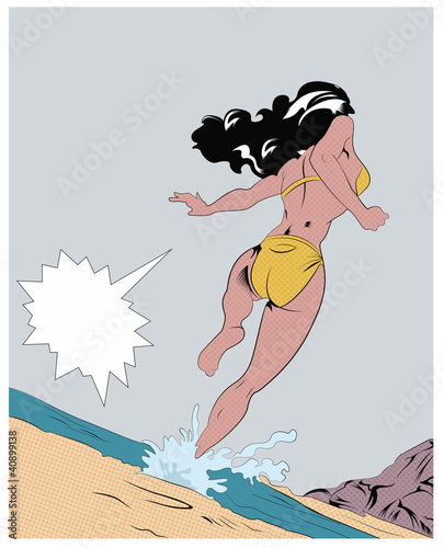 Sunny beach pop art illustration