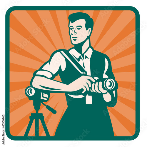 Photographer With DSLR Camera and Video Retro
