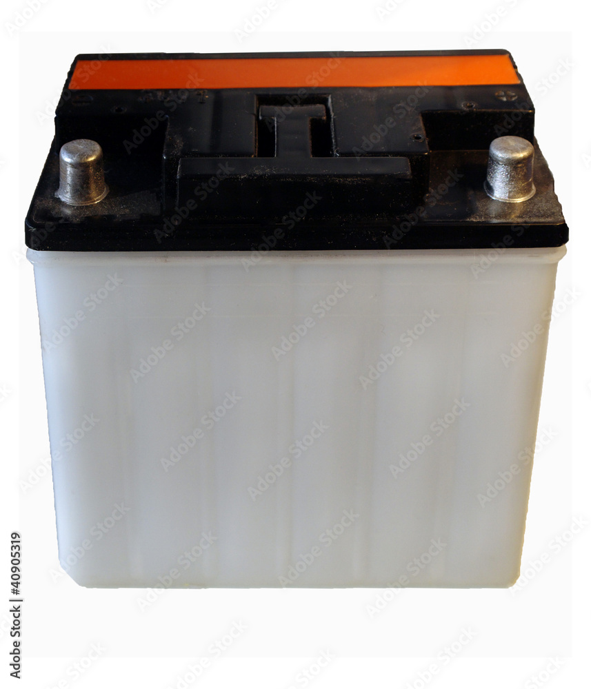 Moto battery isolated on white background.