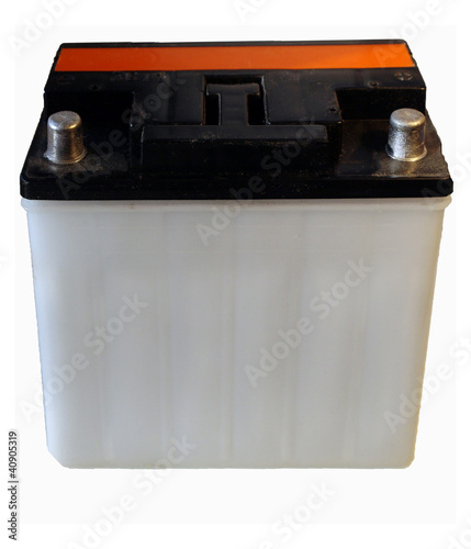 Obraz na płótnie Moto battery isolated on white background. w salonie
