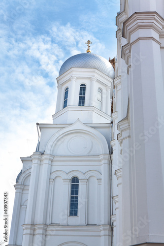 white church and blue sky