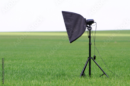 studio set up with lights outdoors photo