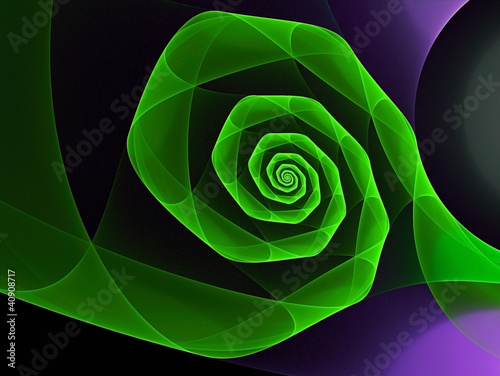 abstract spiral fractal background in green and violet