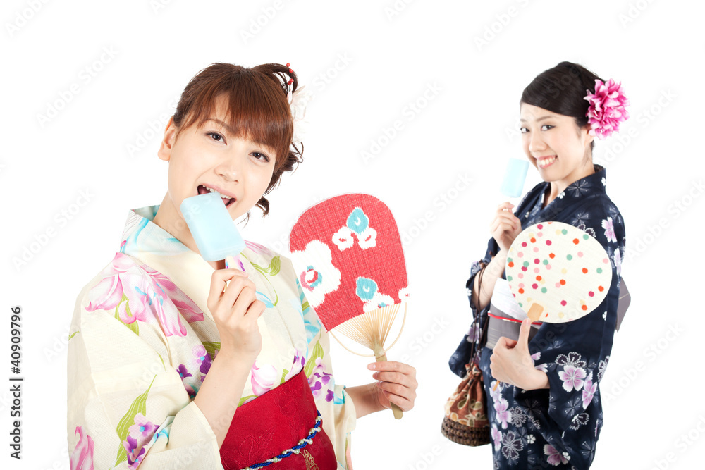 Beautiful kimono women. Portrait of asian women. Beautiful kimono women. Portrait of asian women.