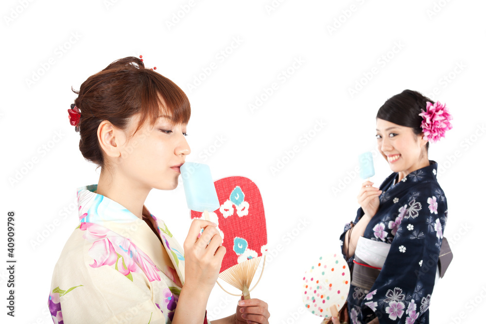 Beautiful kimono women. Portrait of asian women. Beautiful kimono women. Portrait of asian women.