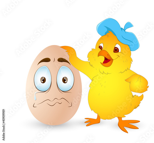 Easter Chicken with Cartoon Egg Stock Vector | Adobe Stock