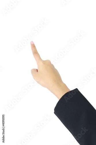 female hand touching screen