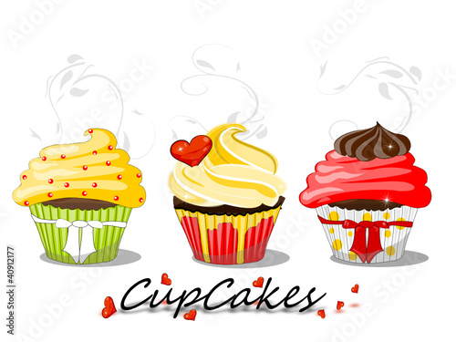 Cupcakes, Muffin Illustration mit Ornament