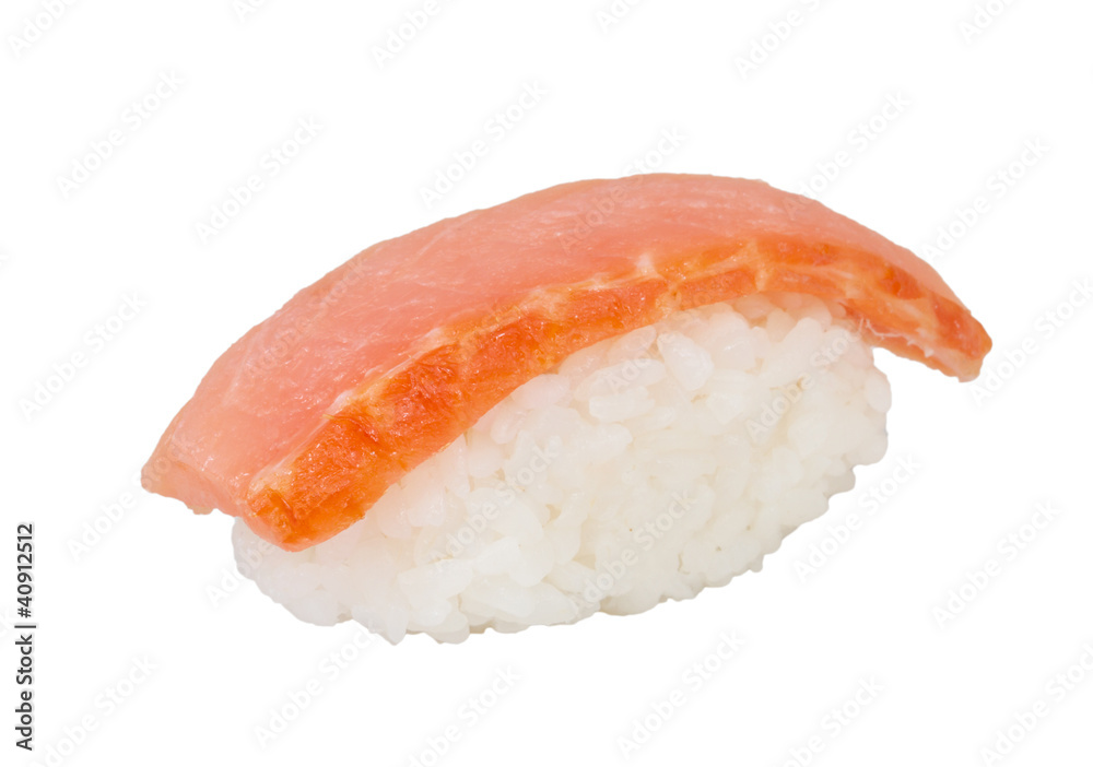 salmon sushi with white background