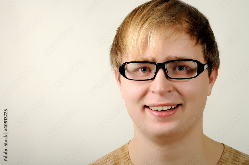 portrait of a smiling man with glasses portrait of a smiling man with glasses
