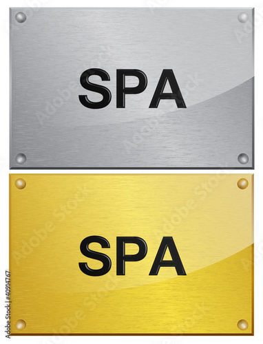 plaque en métal doré brossé : Spa
