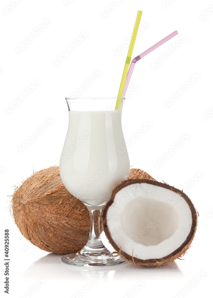 Coconut cream cocktail and coconuts