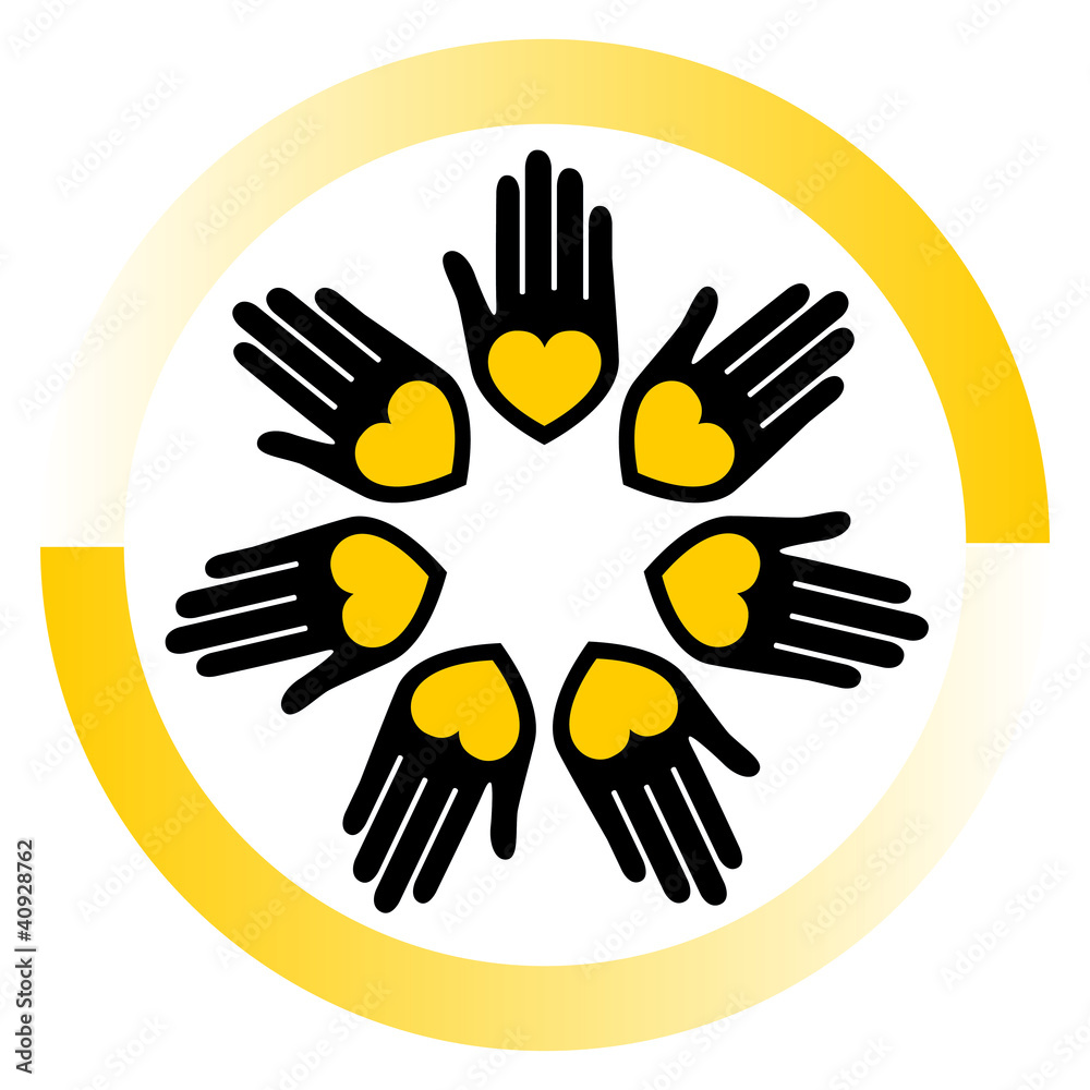 Obraz premium Hands and hearts vector.