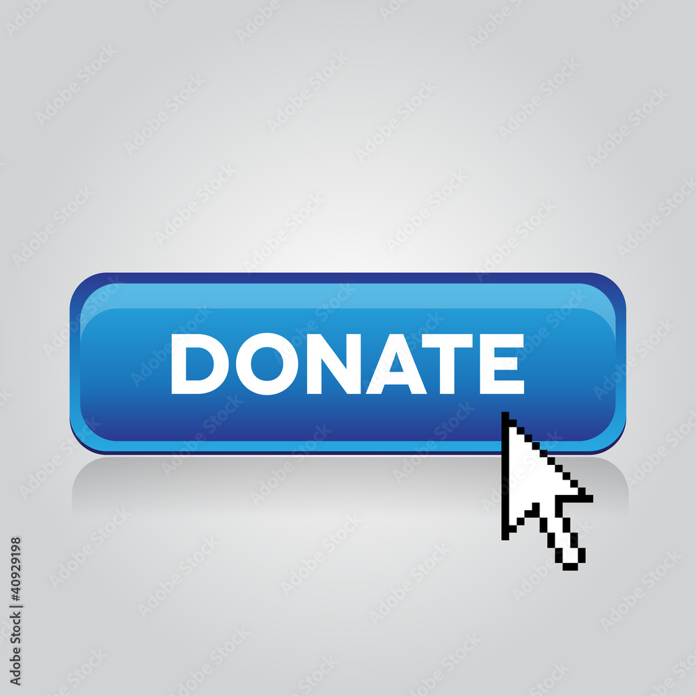 Blue donate button with mouse cursor Blue donate button with mouse cursor