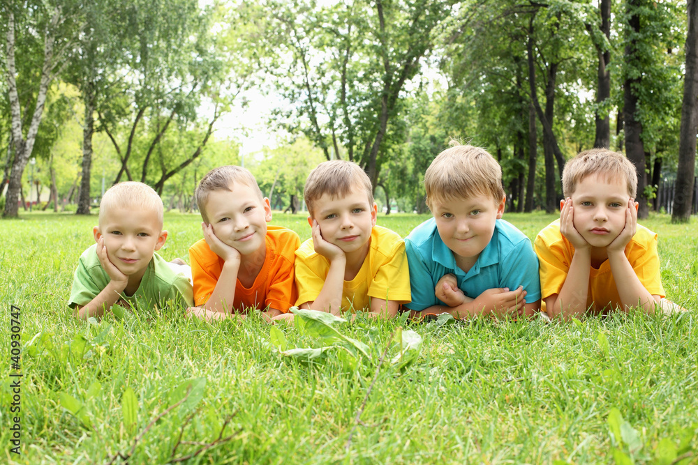 Group of children in the park Group of children in the park