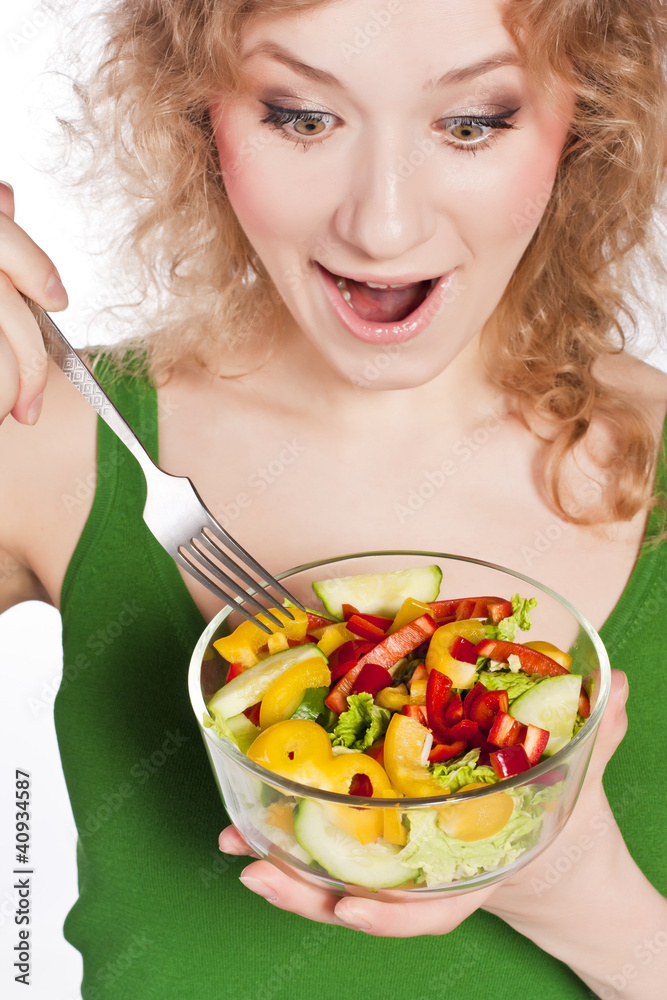 Healthy lovely woman, with salad Healthy lovely woman, with salad