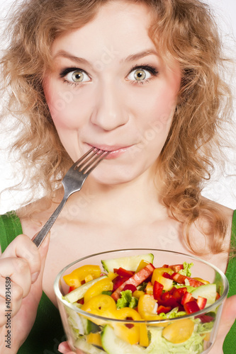 Healthy lovely woman, with salad