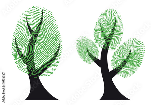 green fingerprint tree, vector