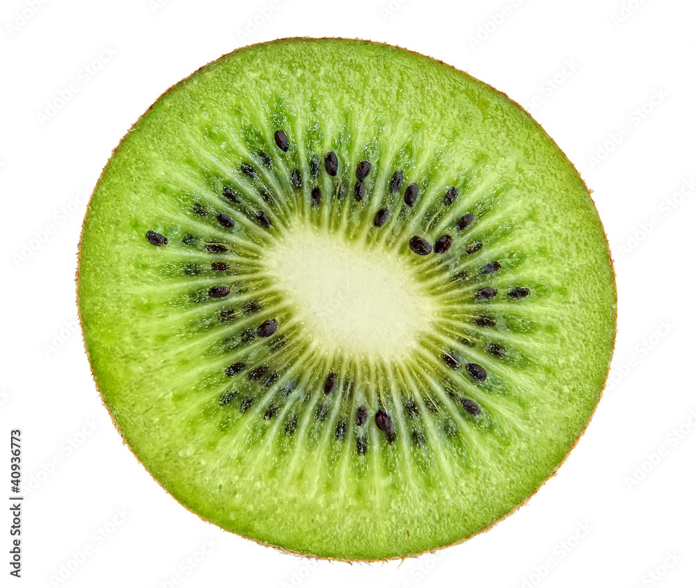 Beautiful slice of fresh juicy kiwi isolated on white background Beautiful slice of fresh juicy kiwi isolated on white background